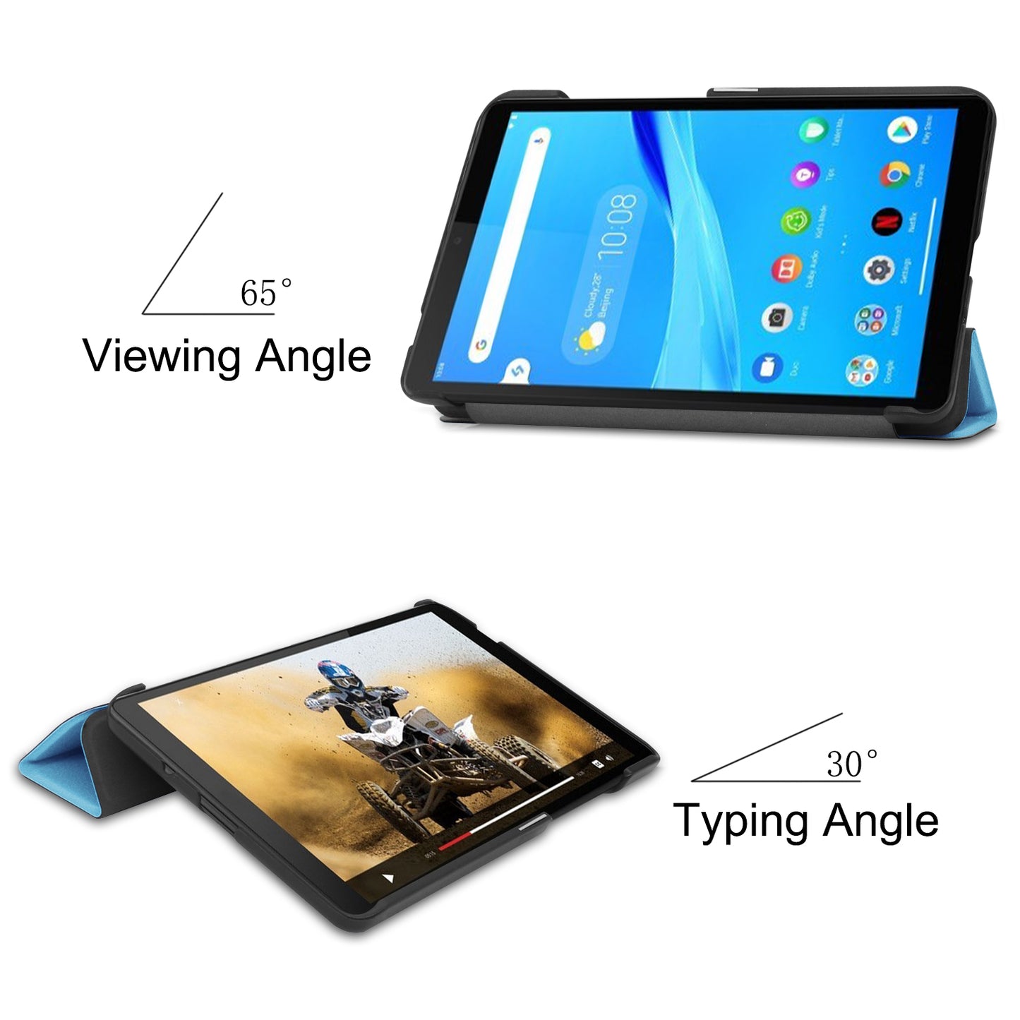 For Lenovo Tab M7 (2nd Gen) TB-7305F / (3rd Gen) Stable Tri-fold Stand Stand Tablet Cover Textured Surface PU Leather Tablet Case with Dual Viewing Angles