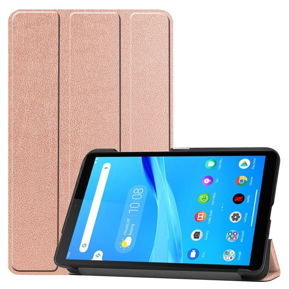 For Lenovo Tab M7 (2nd Gen) TB-7305F / (3rd Gen) Stable Tri-fold Stand Stand Tablet Cover Textured Surface PU Leather Tablet Case with Dual Viewing Angles 