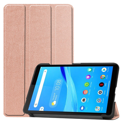 For Lenovo Tab M7 (2nd Gen) TB-7305F / (3rd Gen) Stable Tri-fold Stand Stand Tablet Cover Textured Surface PU Leather Tablet Case with Dual Viewing Angles 