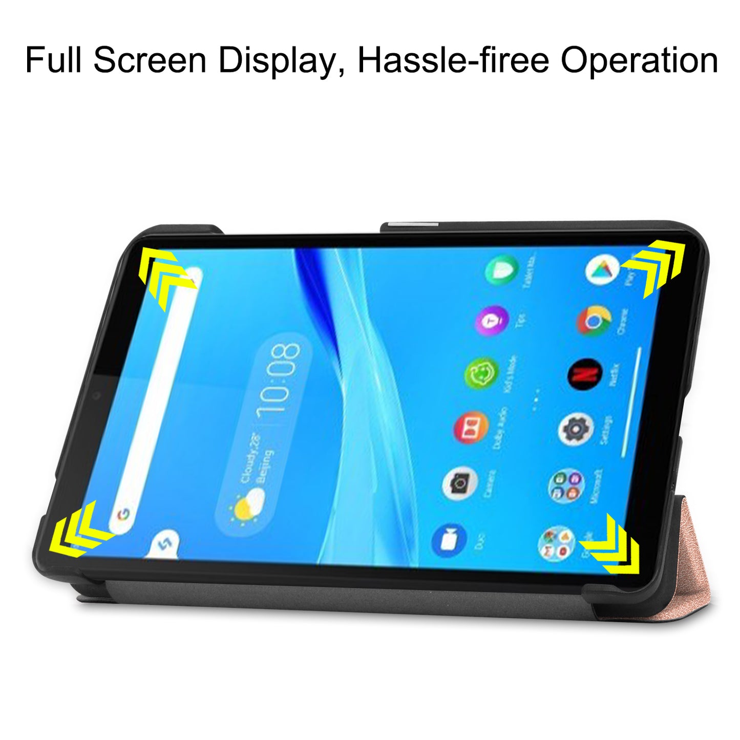 For Lenovo Tab M7 (2nd Gen) TB-7305F / (3rd Gen) Stable Tri-fold Stand Stand Tablet Cover Textured Surface PU Leather Tablet Case with Dual Viewing Angles