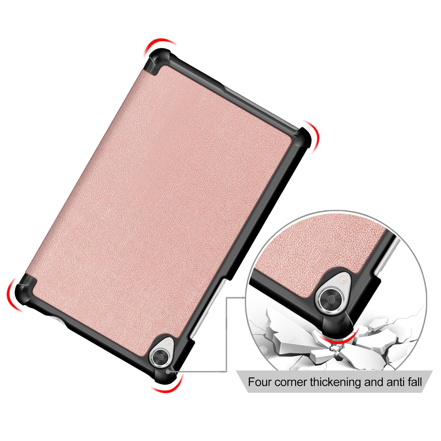 Litch Skin PU Leather Tri-fold Stand Tablet Case for Lenovo Tab M8 TB-8505