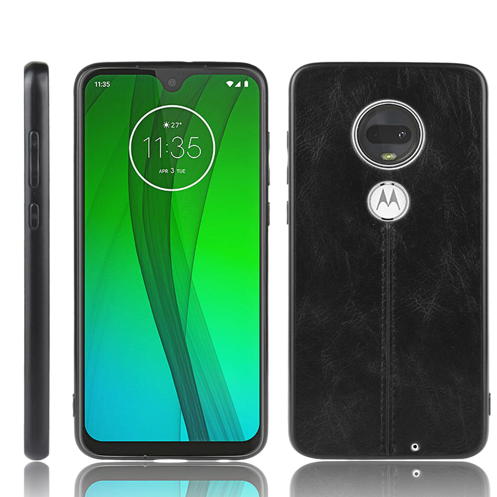 Leather Coated PC + TPU Hybrid Cover Case for Motorola Moto G7 Plus / Moto G7