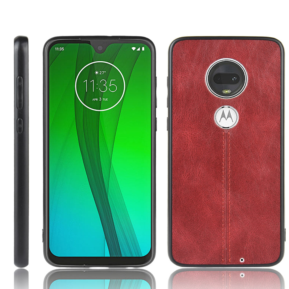 Leather Coated PC + TPU Hybrid Cover Case for Motorola Moto G7 Plus / Moto G7