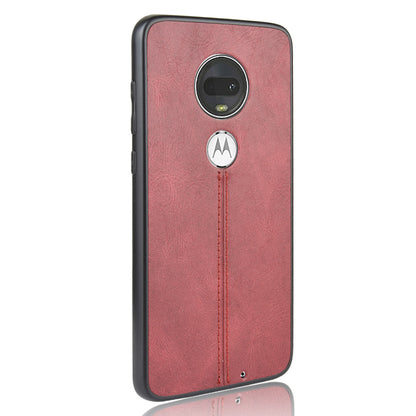 Leather Coated PC + TPU Hybrid Cover Case for Motorola Moto G7 Plus / Moto G7