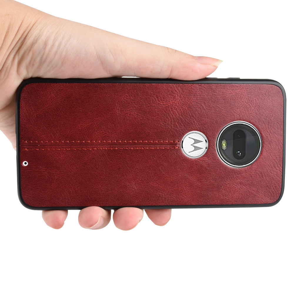 Leather Coated PC + TPU Hybrid Cover Case for Motorola Moto G7 Plus / Moto G7