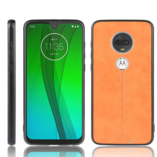 Leather Coated PC + TPU Hybrid Cover Case for Motorola Moto G7 Plus / Moto G7