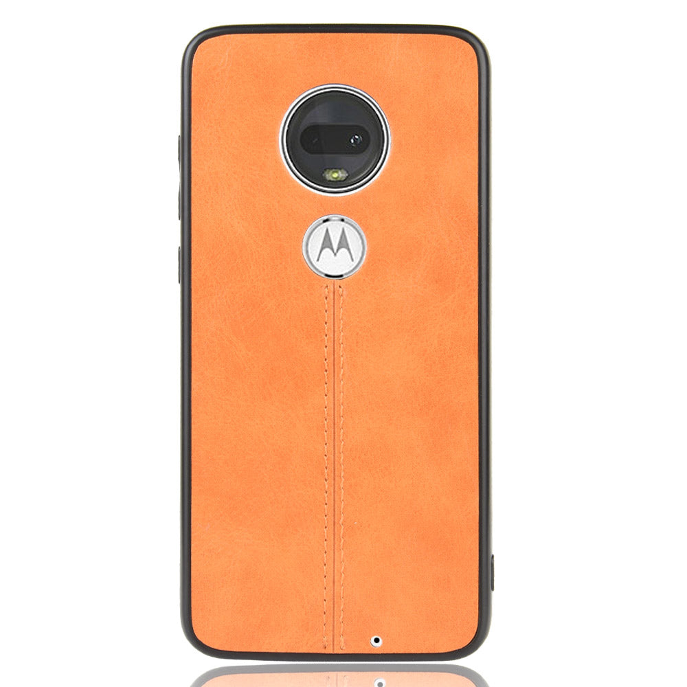 Leather Coated PC + TPU Hybrid Cover Case for Motorola Moto G7 Plus / Moto G7