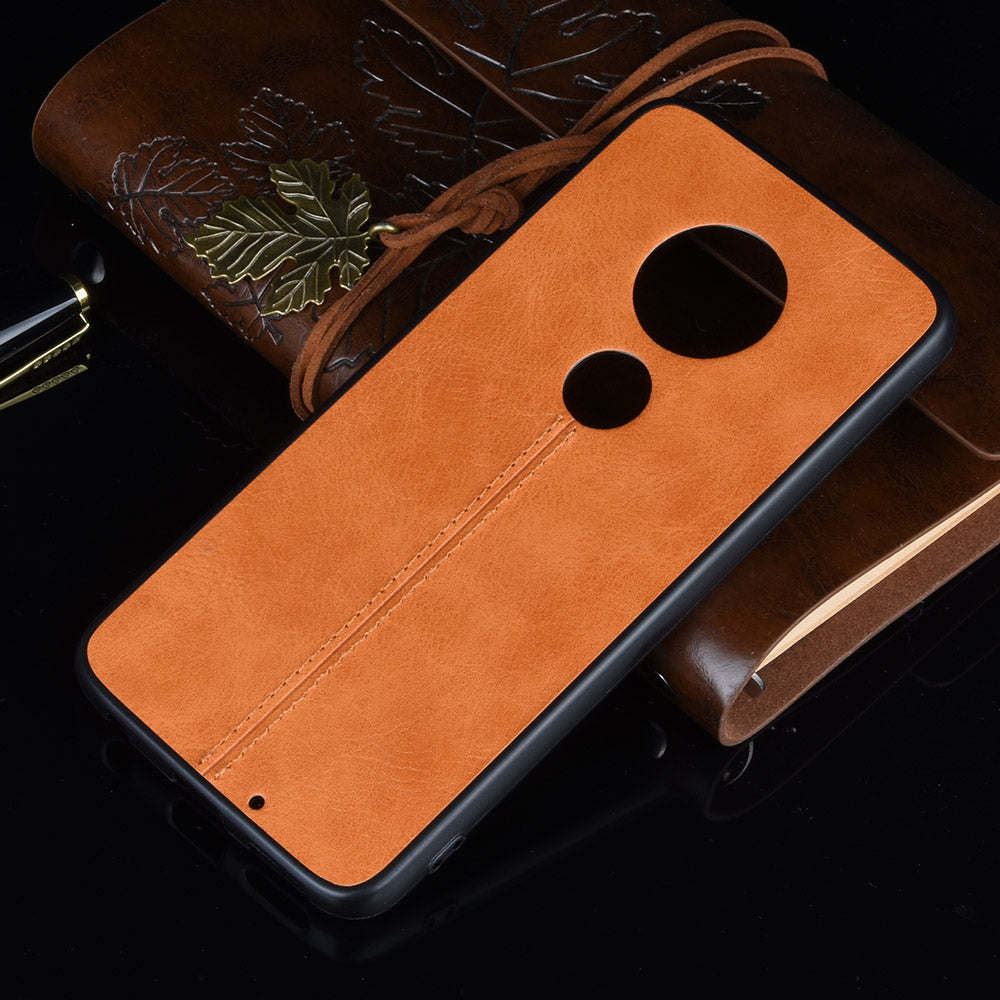 Leather Coated PC + TPU Hybrid Cover Case for Motorola Moto G7 Plus / Moto G7