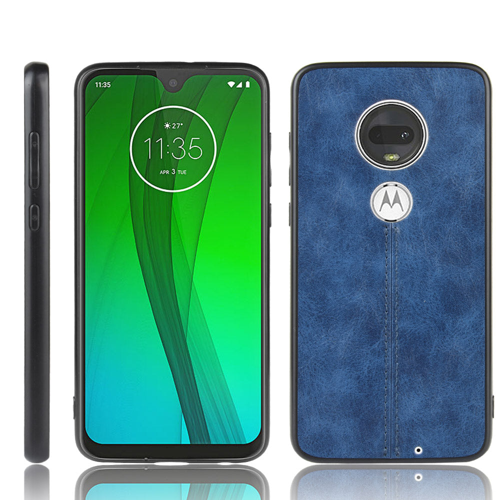 Leather Coated PC + TPU Hybrid Cover Case for Motorola Moto G7 Plus / Moto G7