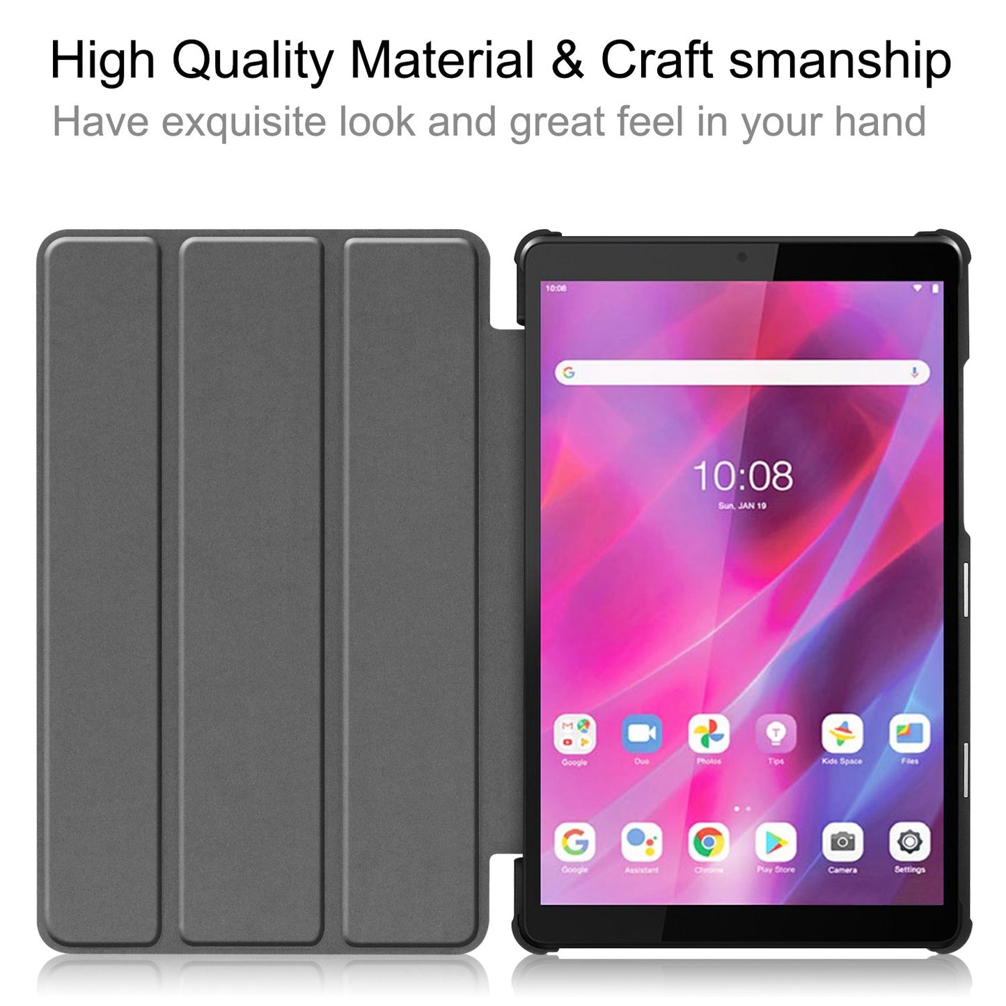 Stable Tri-fold Stand Stand Leather Tablet Covering Protection Case for Lenovo Tab M8 TB-8505X