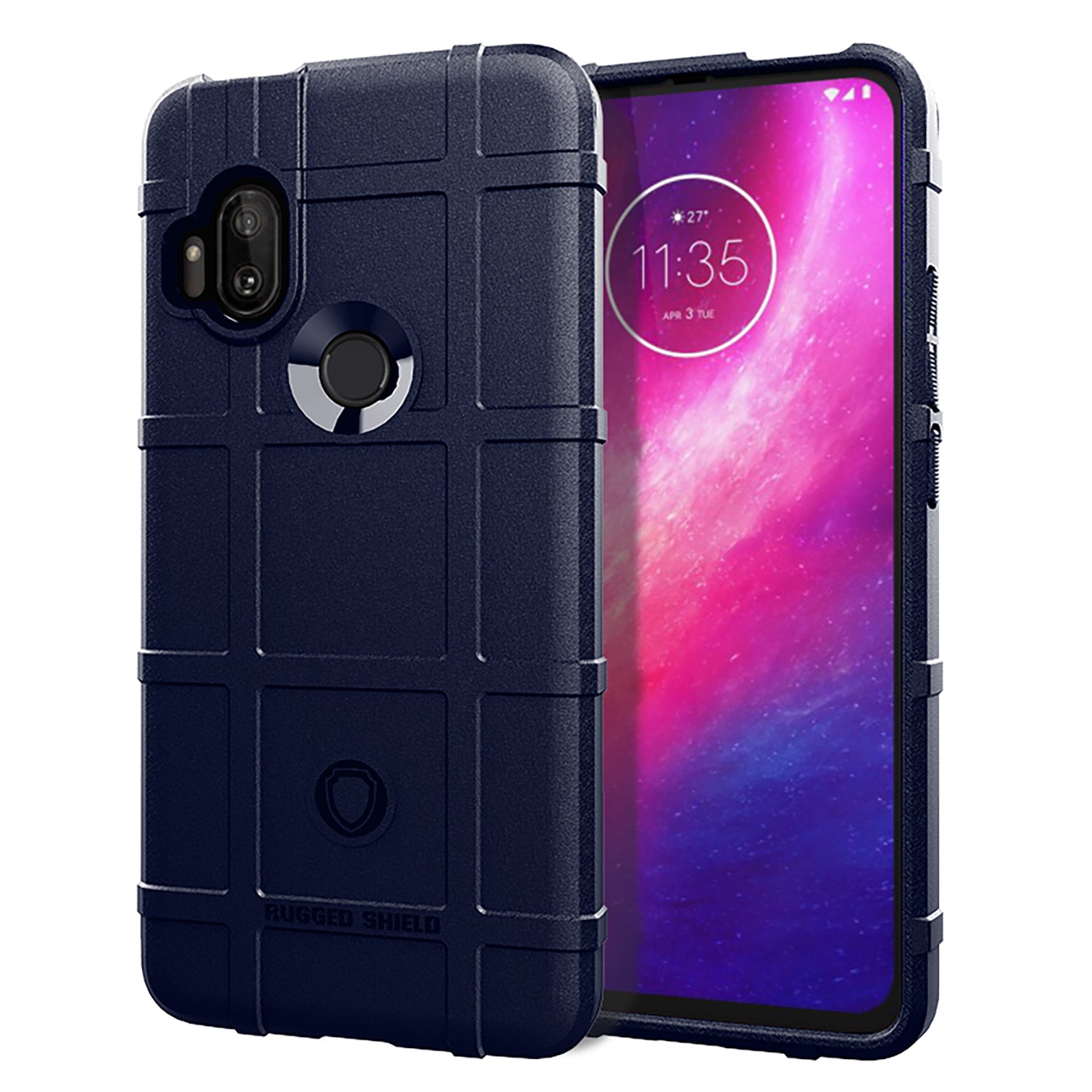 Rugged Square Grid Texture Thicken TPU Cell Phone Covering for Motorola One Hyper