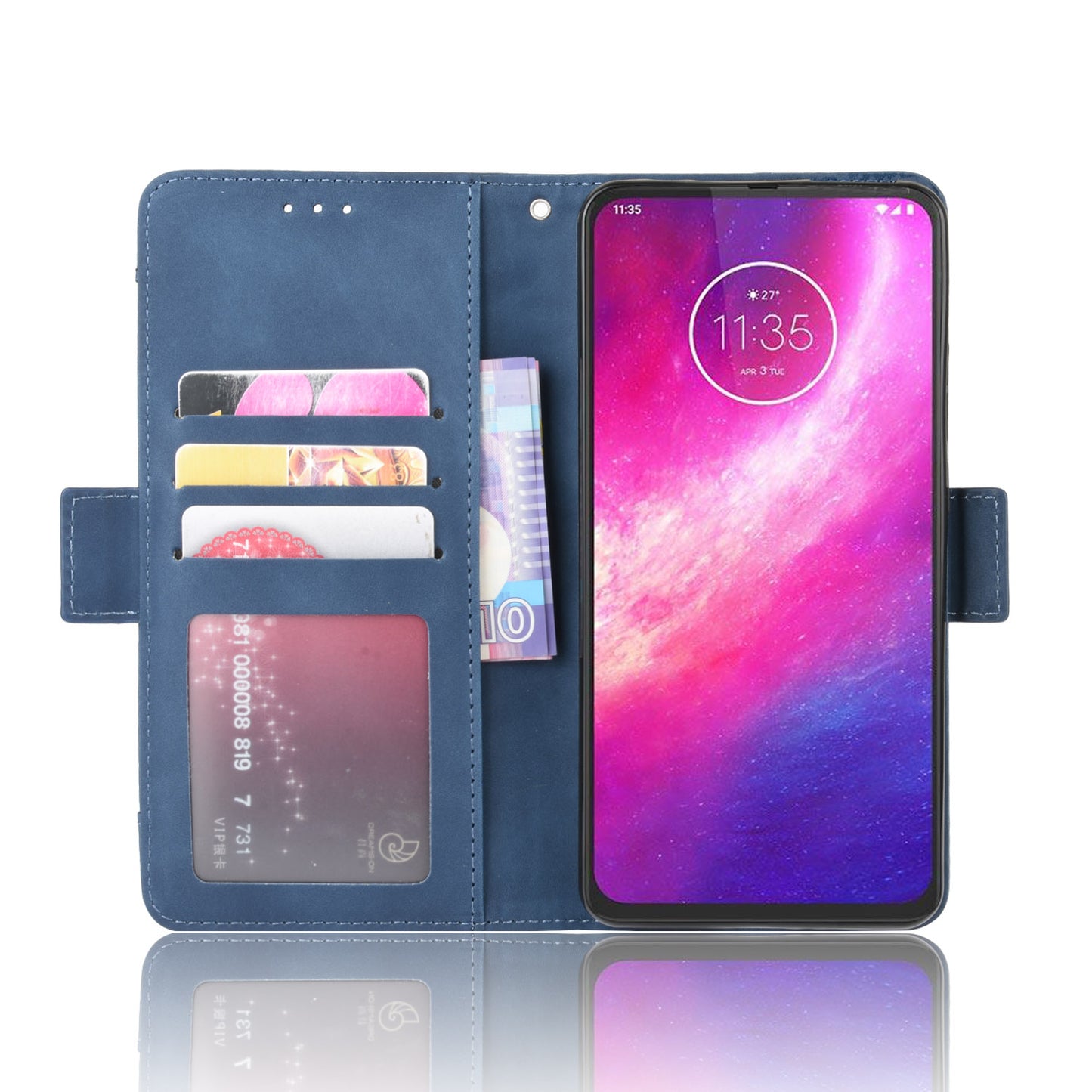 Wallet Multiple Card Slots Leather Stand Case for Motorola One Hyper