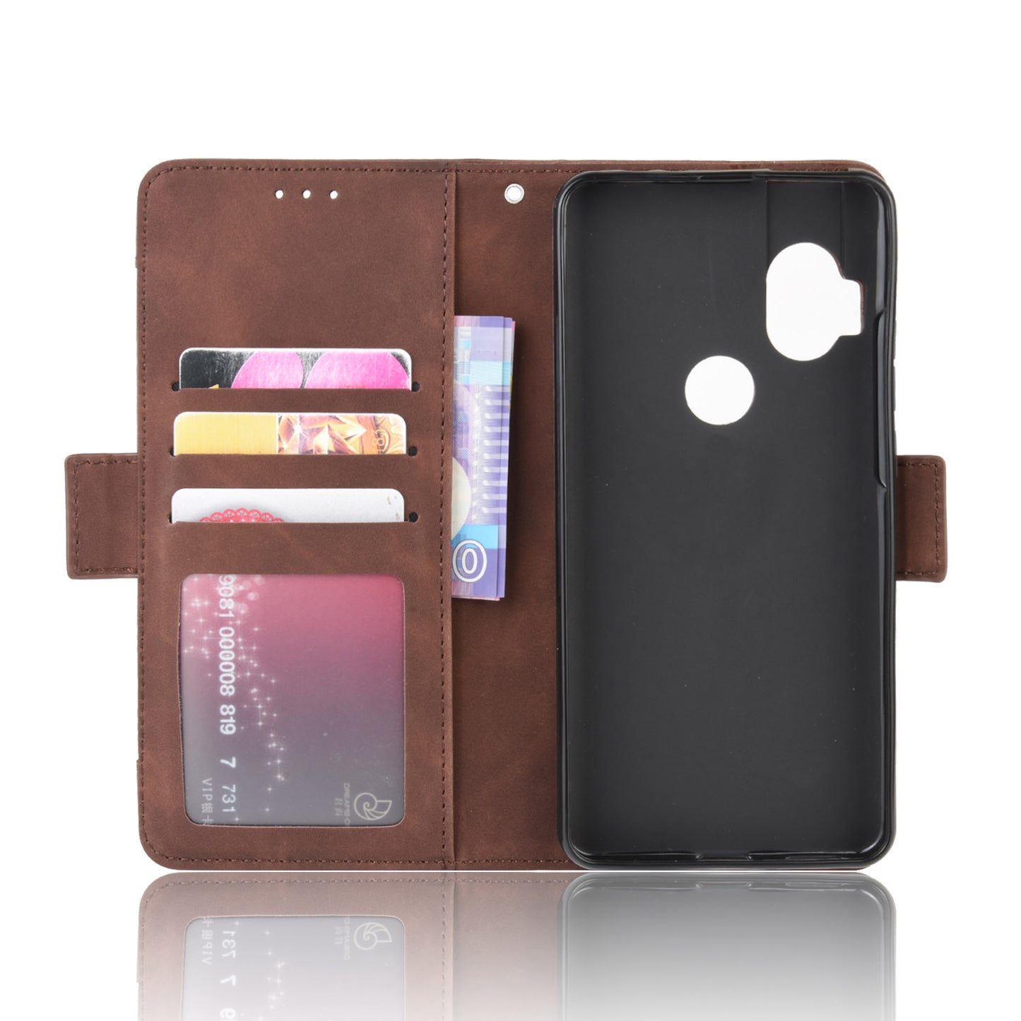 Wallet Multiple Card Slots Leather Stand Case for Motorola One Hyper