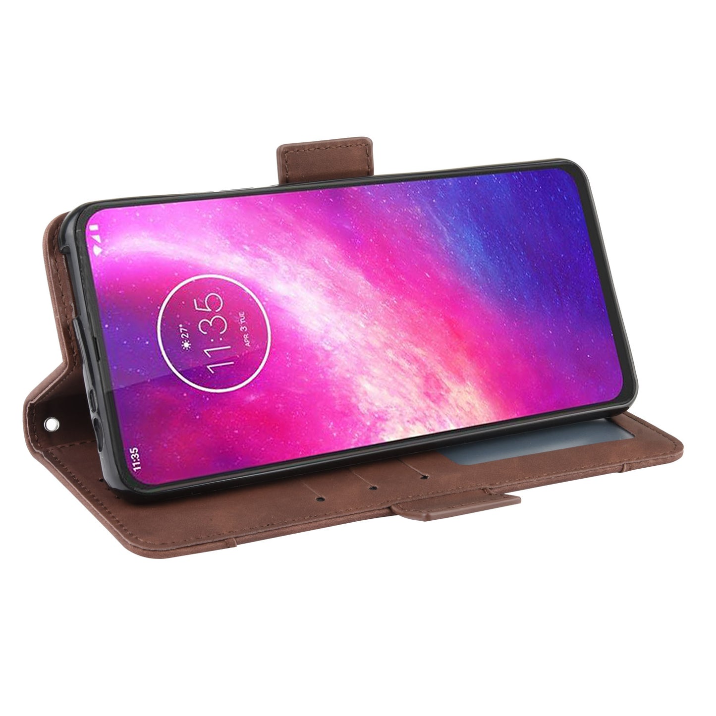 Wallet Multiple Card Slots Leather Stand Case for Motorola One Hyper