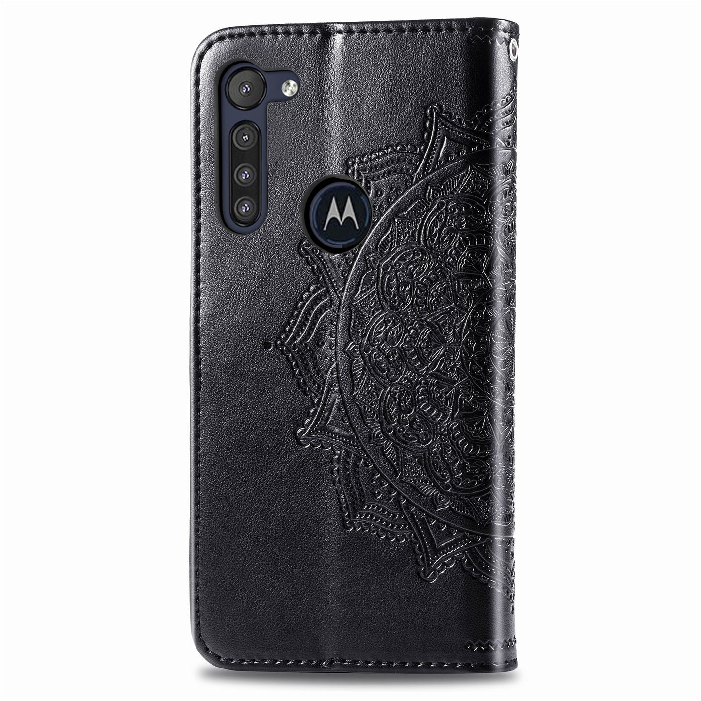 Embossed Mandala Flower Wallet Leather Protective Shell Case for Motorola Moto G8 Power