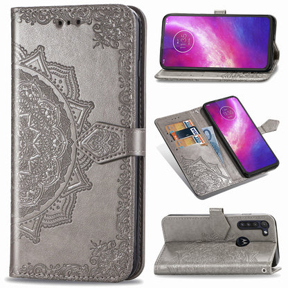 Embossed Mandala Flower Wallet Leather Protective Shell Case for Motorola Moto G8 Power