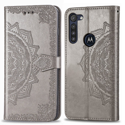 Embossed Mandala Flower Wallet Leather Protective Shell Case for Motorola Moto G8 Power