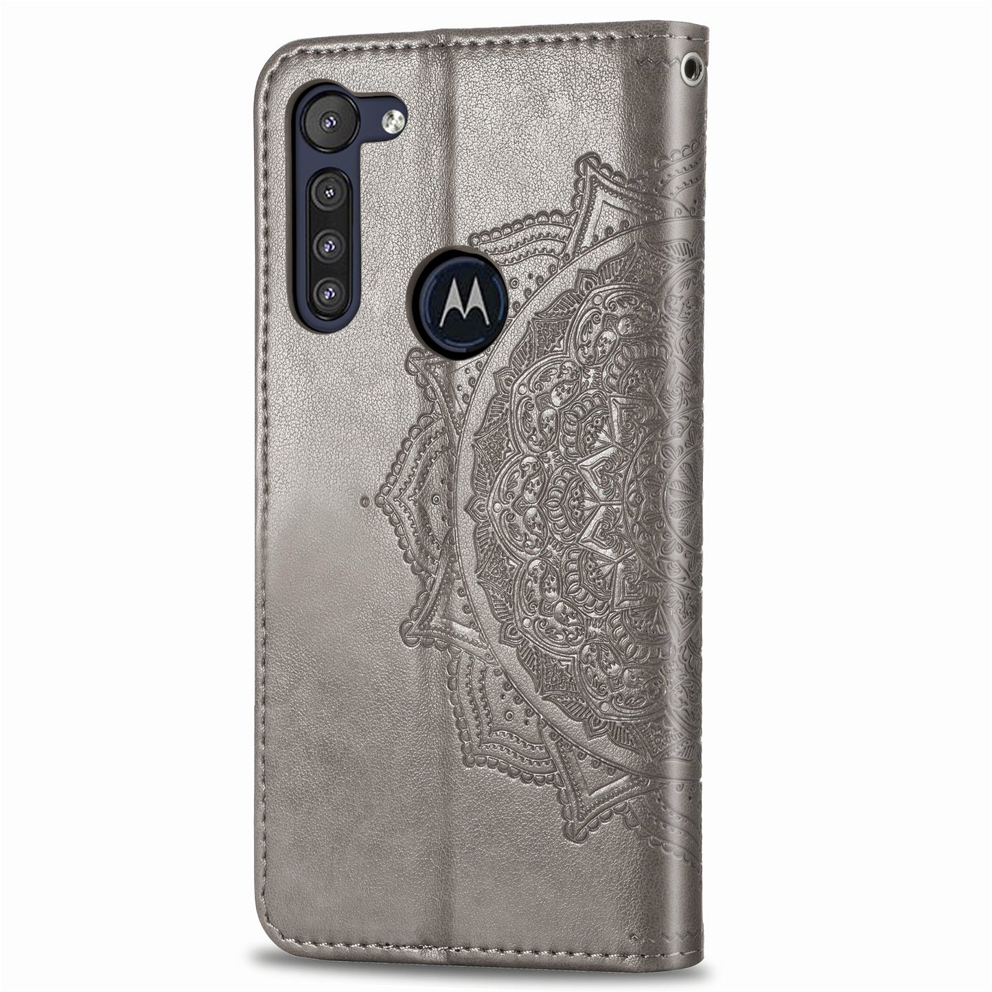 Embossed Mandala Flower Wallet Leather Protective Shell Case for Motorola Moto G8 Power