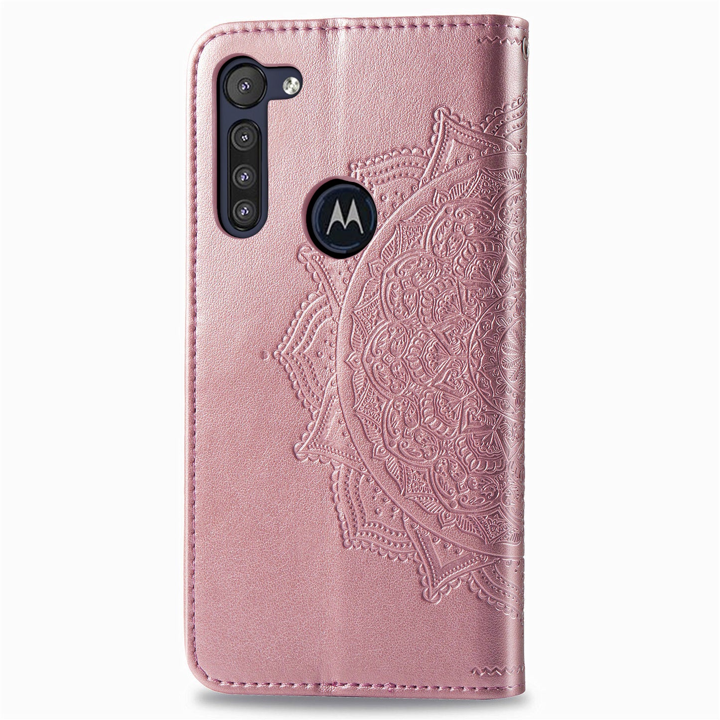 Embossed Mandala Flower Wallet Leather Protective Shell Case for Motorola Moto G8 Power