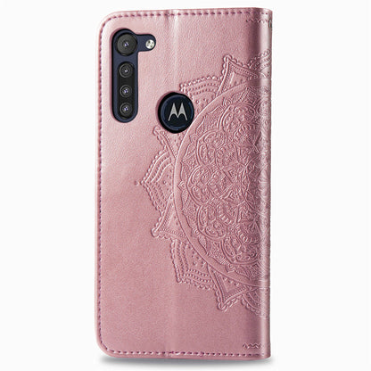 Embossed Mandala Flower Wallet Leather Protective Shell Case for Motorola Moto G8 Power