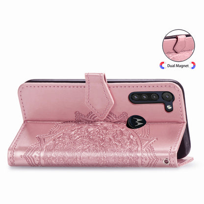 Embossed Mandala Flower Wallet Leather Protective Shell Case for Motorola Moto G8 Power