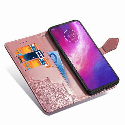 Embossed Mandala Flower Wallet Leather Protective Shell Case for Motorola Moto G8 Power