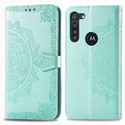 Embossed Mandala Flower Wallet Leather Protective Shell Case for Motorola Moto G8 Power