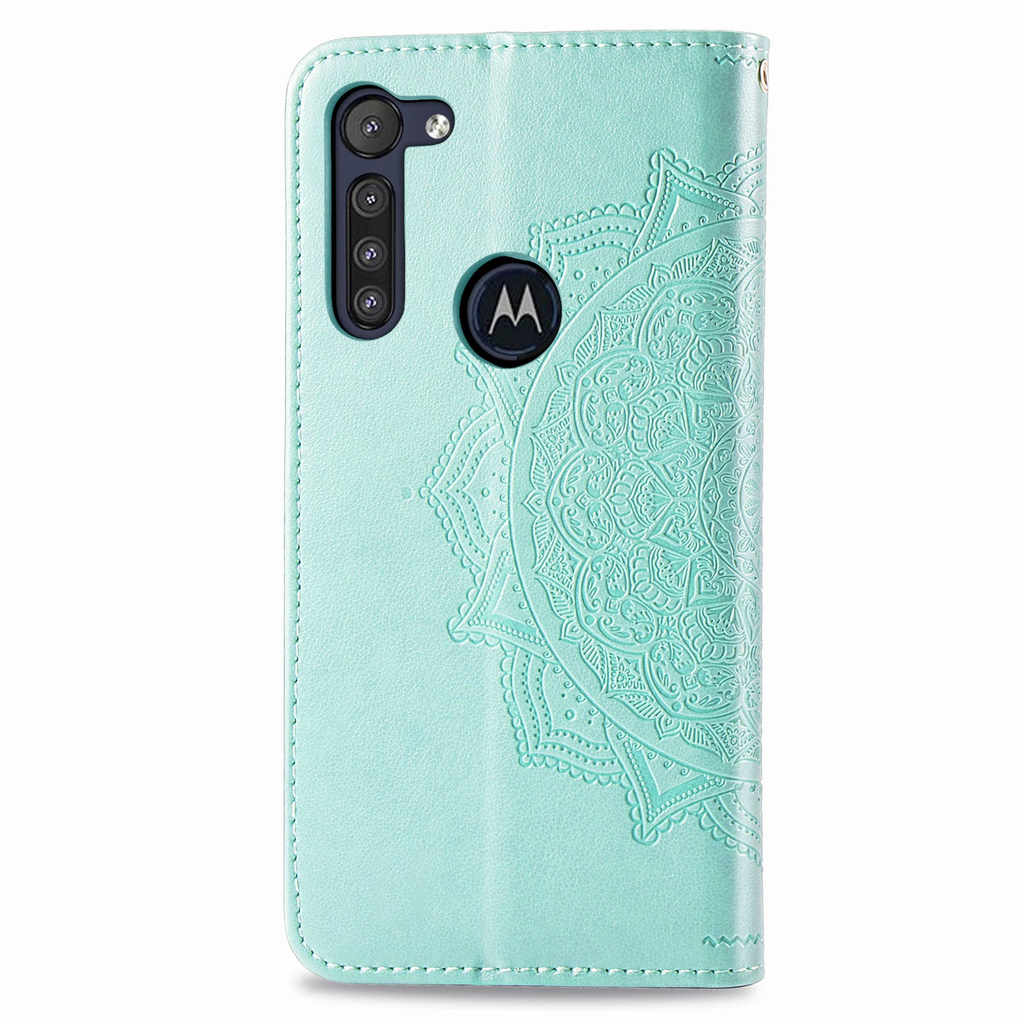 Embossed Mandala Flower Wallet Leather Protective Shell Case for Motorola Moto G8 Power