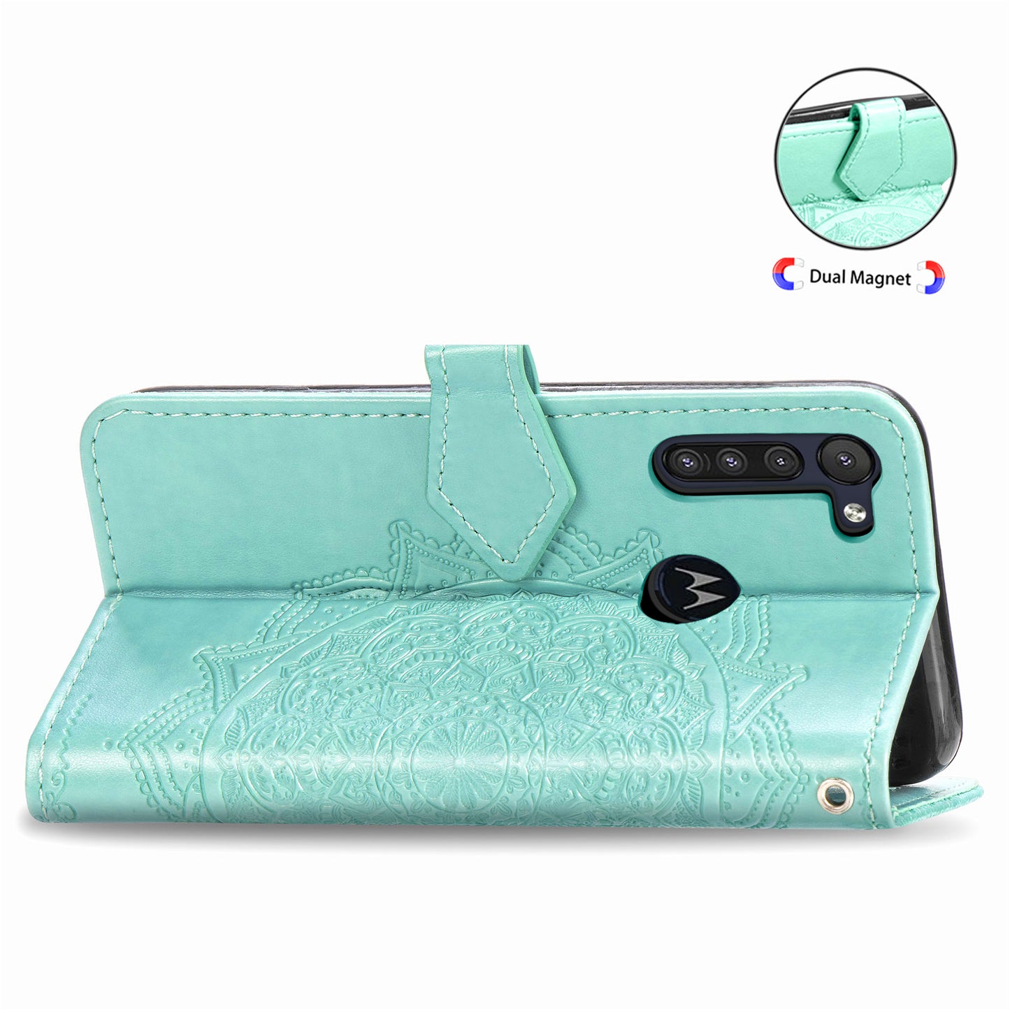 Embossed Mandala Flower Wallet Leather Protective Shell Case for Motorola Moto G8 Power