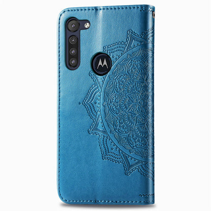 Embossed Mandala Flower Wallet Leather Protective Shell Case for Motorola Moto G8 Power