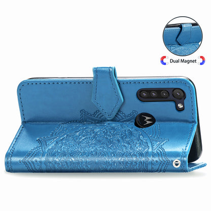 Embossed Mandala Flower Wallet Leather Protective Shell Case for Motorola Moto G8 Power