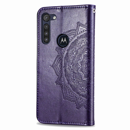 Embossed Mandala Flower Wallet Leather Protective Shell Case for Motorola Moto G8 Power