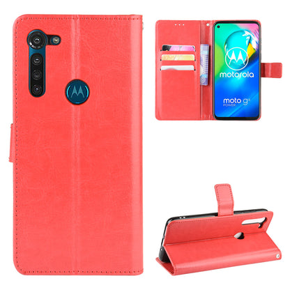 Crazy Horse Wallet Leather Cover with Strap for Motorola Moto G8 Power