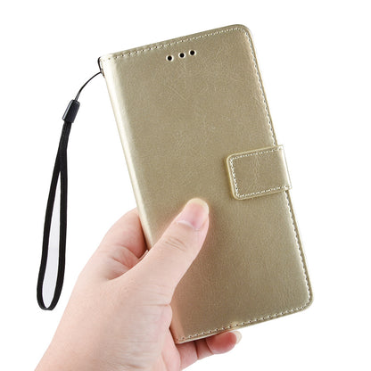 Crazy Horse Wallet Leather Cover with Strap for Motorola Moto G8 Power