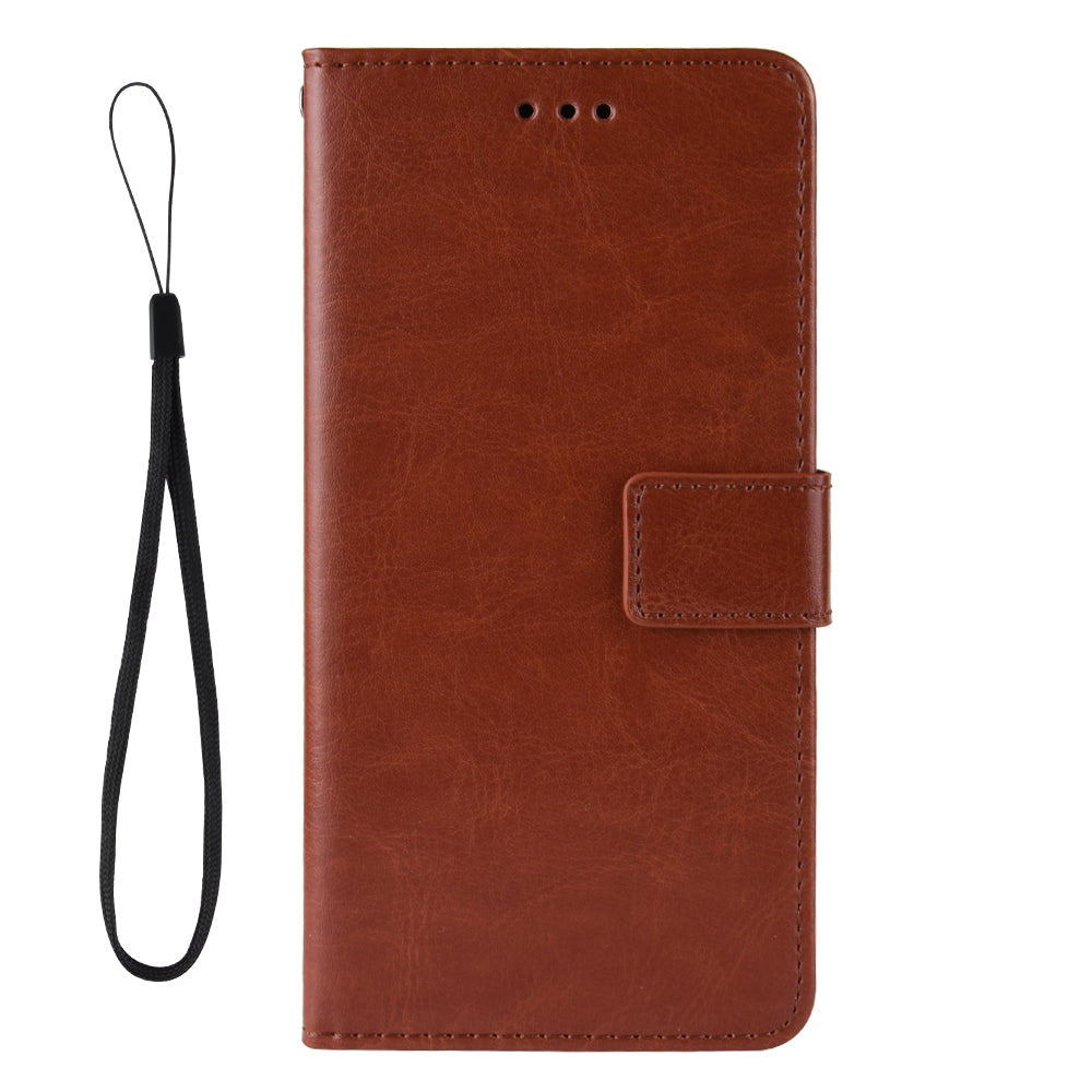 Crazy Horse Wallet Leather Cover with Strap for Motorola Moto G8 Power