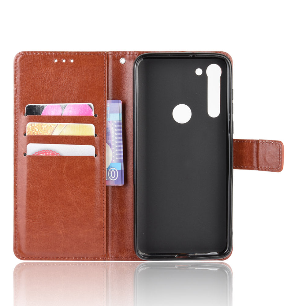 Crazy Horse Wallet Leather Cover with Strap for Motorola Moto G8 Power