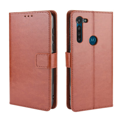 Crazy Horse Wallet Leather Cover with Strap for Motorola Moto G8 Power