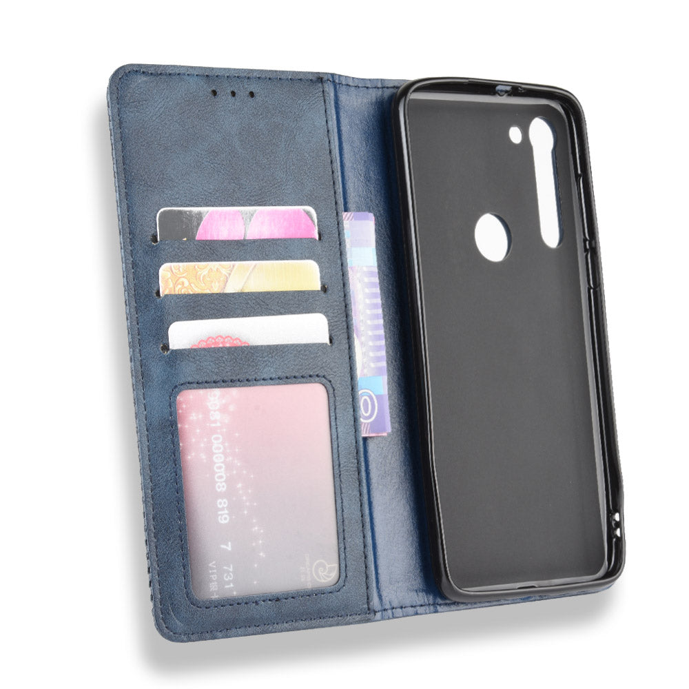 Vintage Style Magnetic Leather Wallet Phone Case for Motorola Moto G8 Power