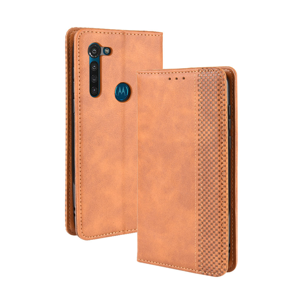 Vintage Style Magnetic Leather Wallet Phone Case for Motorola Moto G8 Power