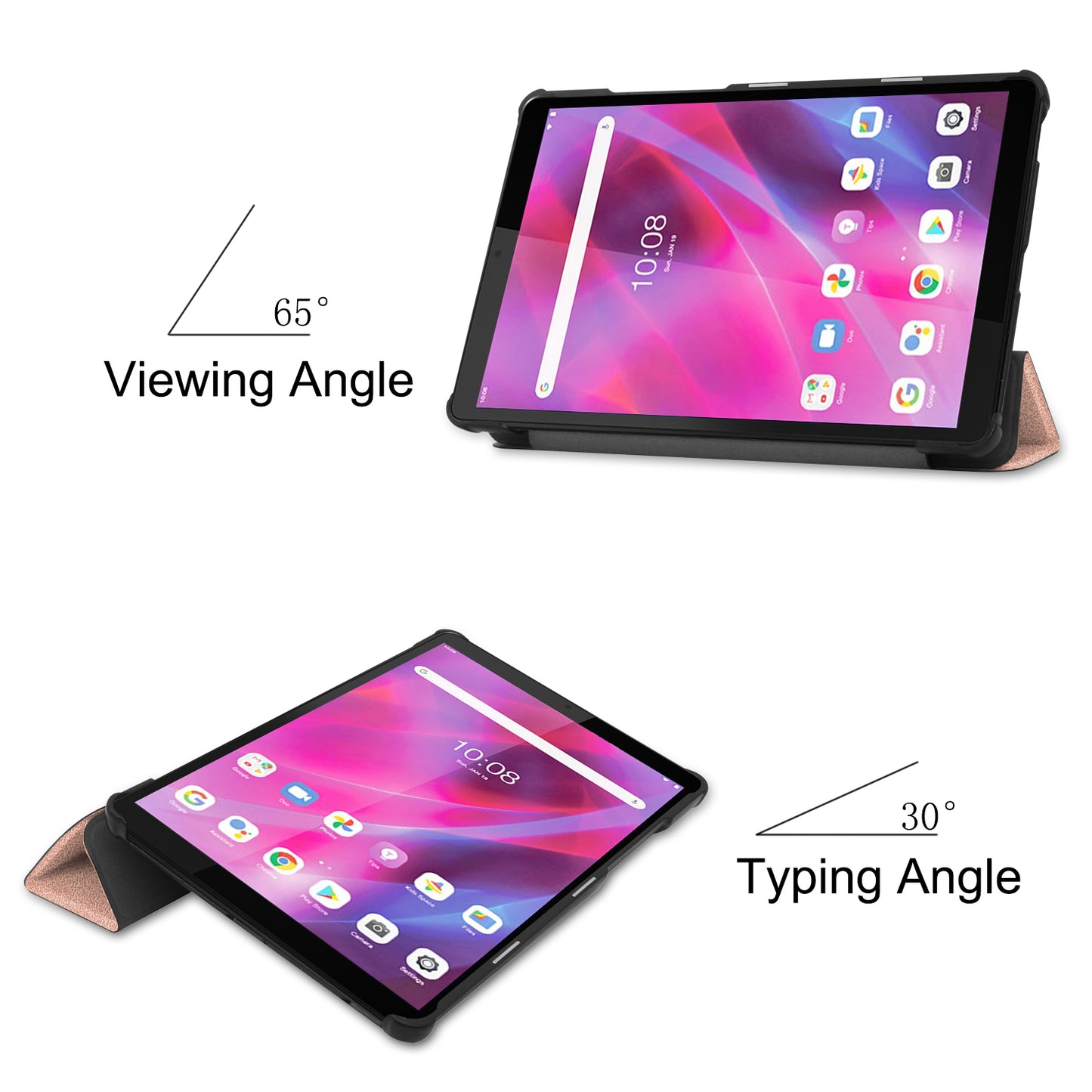 Stable Tri-fold Stand with Stand Leather Tablet Cover for Lenovo Tab M8 HD8505/8705