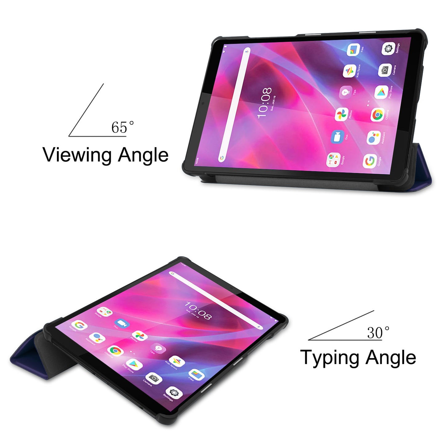 Stable Tri-fold Stand with Stand Leather Tablet Cover for Lenovo Tab M8 HD8505/8705