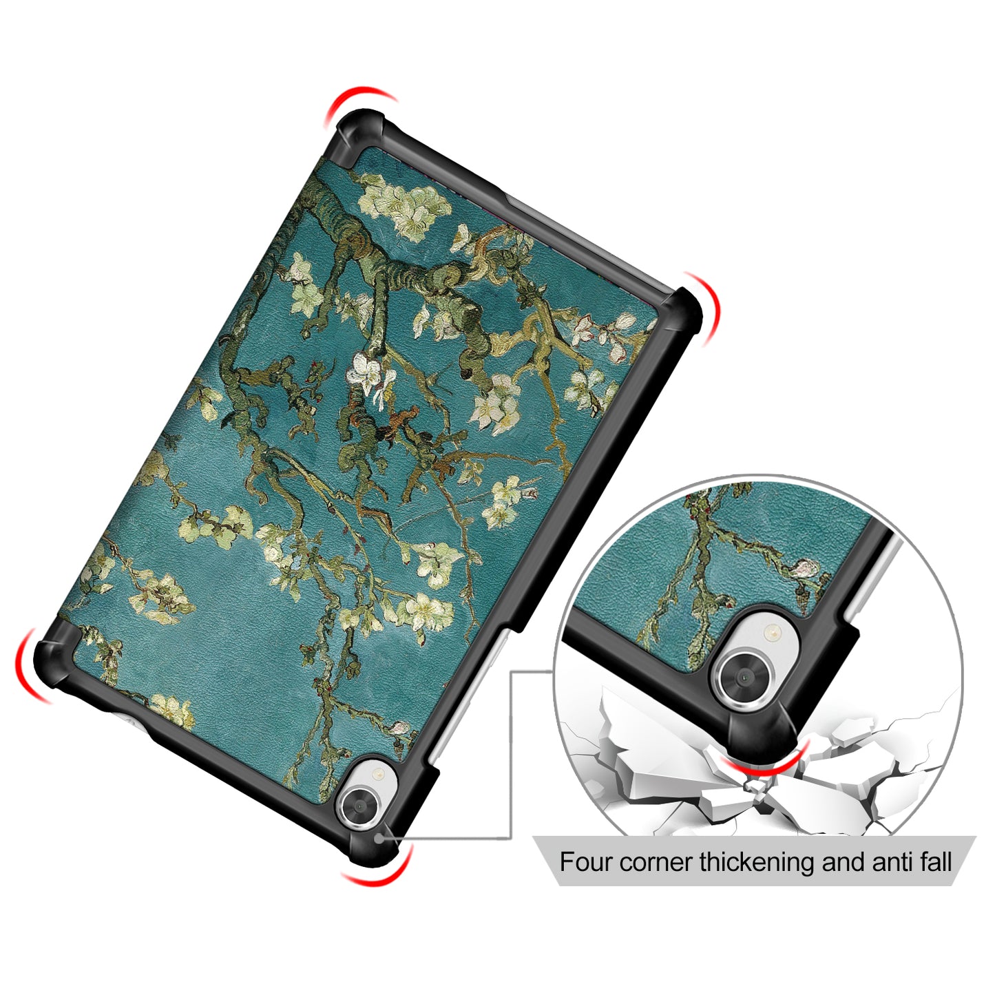 Printing Surface Tri-fold PU Leather Smart Cover for Lenovo Tab M8 (1st Gen) HD8505/M8 (2nd Gen) HD8705