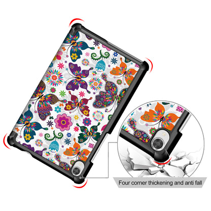 Printing Surface Tri-fold PU Leather Smart Cover for Lenovo Tab M8 (1st Gen) HD8505/M8 (2nd Gen) HD8705