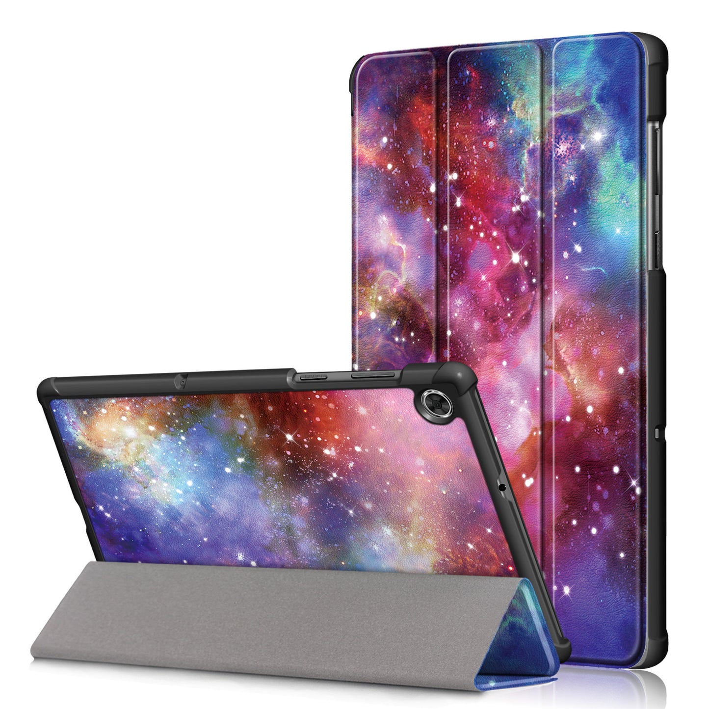 Pattern Printing Leather Smart Case Dual-Angle Tri-fold Stand Auto-Wake/Sleep Tablet Cover for Lenovo Smart Tab M10 FHD Plus/Tab M10 Plus TB-X606F