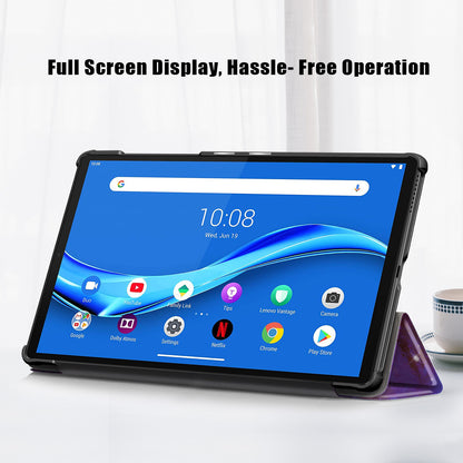 Pattern Printing Leather Smart Case Dual-Angle Tri-fold Stand Auto-Wake/Sleep Tablet Cover for Lenovo Smart Tab M10 FHD Plus/Tab M10 Plus TB-X606F