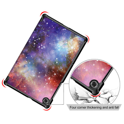 Pattern Printing Leather Smart Case Dual-Angle Tri-fold Stand Auto-Wake/Sleep Tablet Cover for Lenovo Smart Tab M10 FHD Plus/Tab M10 Plus TB-X606F