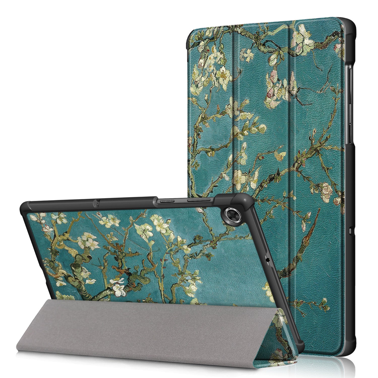 Pattern Printing Leather Smart Case Dual-Angle Tri-fold Stand Auto-Wake/Sleep Tablet Cover for Lenovo Smart Tab M10 FHD Plus/Tab M10 Plus TB-X606F