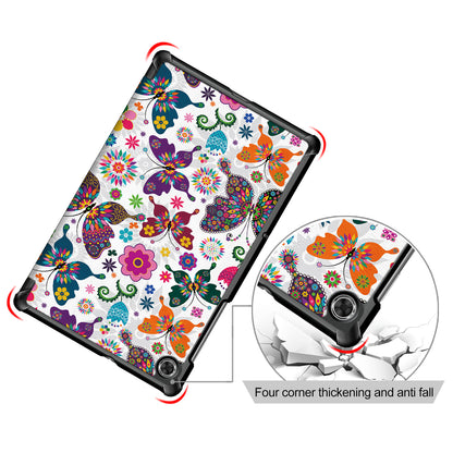 Pattern Printing Leather Smart Case Dual-Angle Tri-fold Stand Auto-Wake/Sleep Tablet Cover for Lenovo Smart Tab M10 FHD Plus/Tab M10 Plus TB-X606F