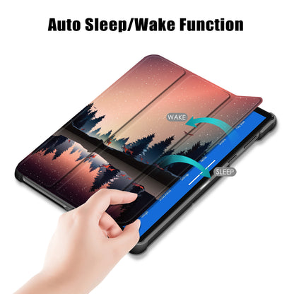 Pattern Printing Leather Smart Case Dual-Angle Tri-fold Stand Auto-Wake/Sleep Tablet Cover for Lenovo Smart Tab M10 FHD Plus/Tab M10 Plus TB-X606F