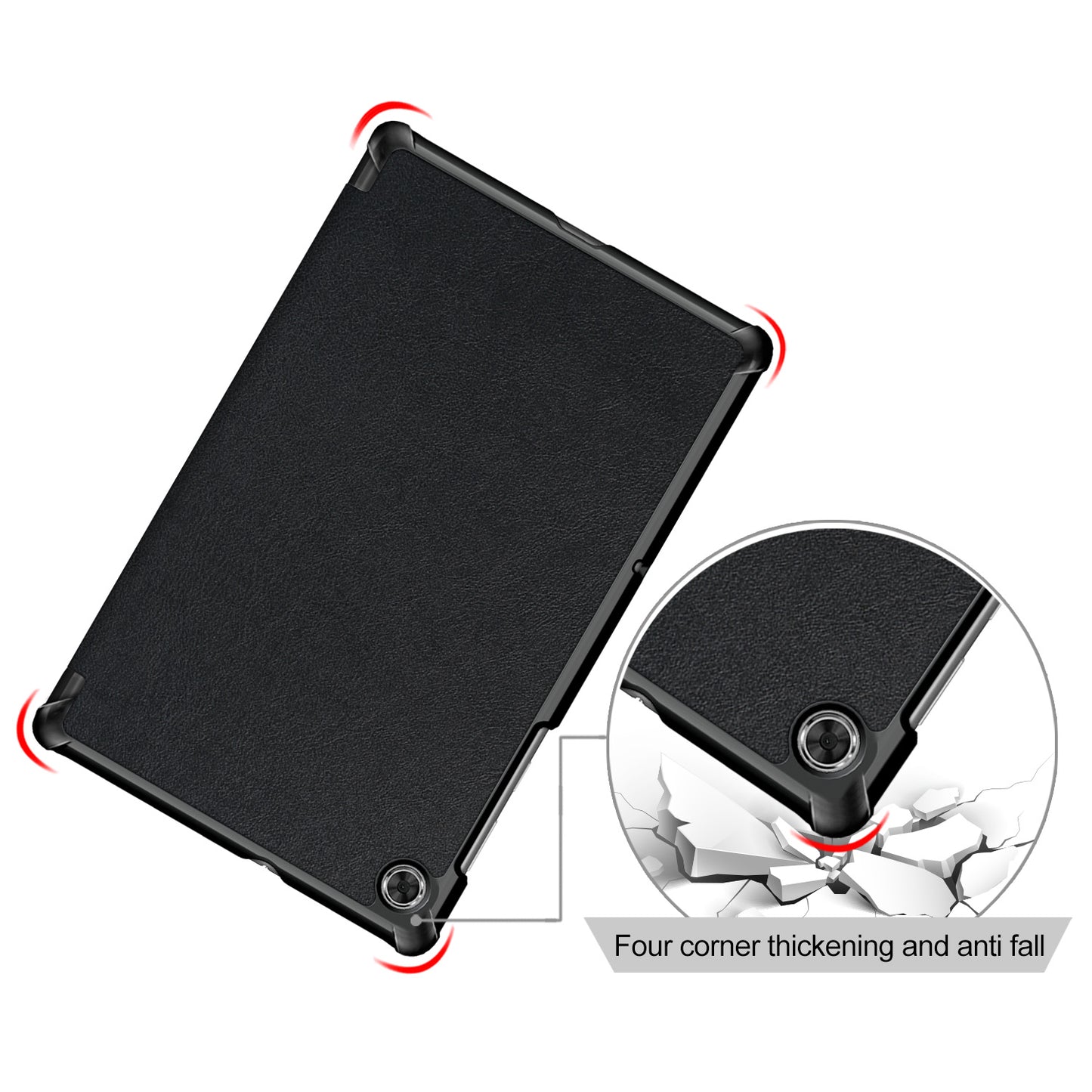 Textured Leather Tri-fold Stand Case Auto-Wake/Sleep Smart Tablet Cover Ultra Slim for Lenovo Smart Tab M10 FHD Plus/Tab M10 Plus TB-X606F